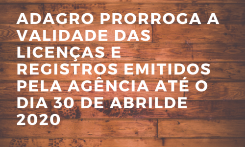 <h2><a href="https://nordesterural.com.br/registro-de-produtos-registrados-na-adagro-pernambuco-tem-prazo-ampliado/">Registro de produtos cadastrados na Adagro Pernambuco tem prazo ampliado</a></h2>A decis&atilde;o da Ag&ecirc;ncia de Defesa e Fiscaliza&ccedil;&atilde;o Agropecu&aacute;ria do Estado de Pernambuco (Adagro) foi publicada com o anexo IV da Portaria 12 de 16/03/2020, que prorroga at&eacute; o dia