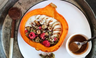 Receita – Tigela de abóbora com banana e avelãs