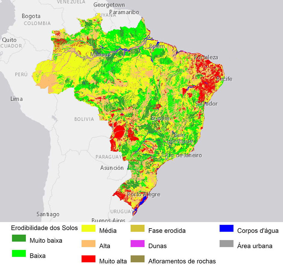 O Brasil já tem um mapa dos solos que são vulneráveis a erosões hídricas