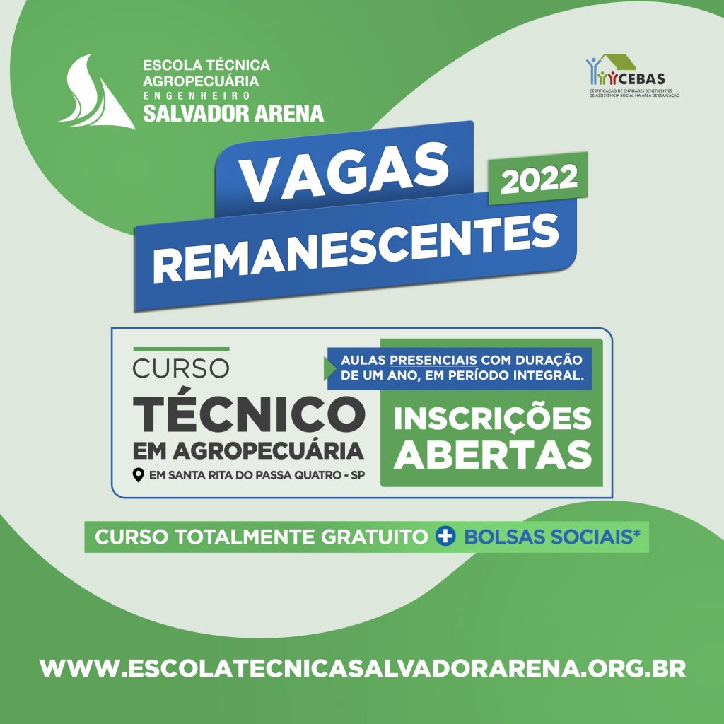 Oferta de vagas gratuitas para formação técnica em Agropecuária