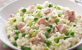 Receita – Risoto de alho poró, atum e ervilha