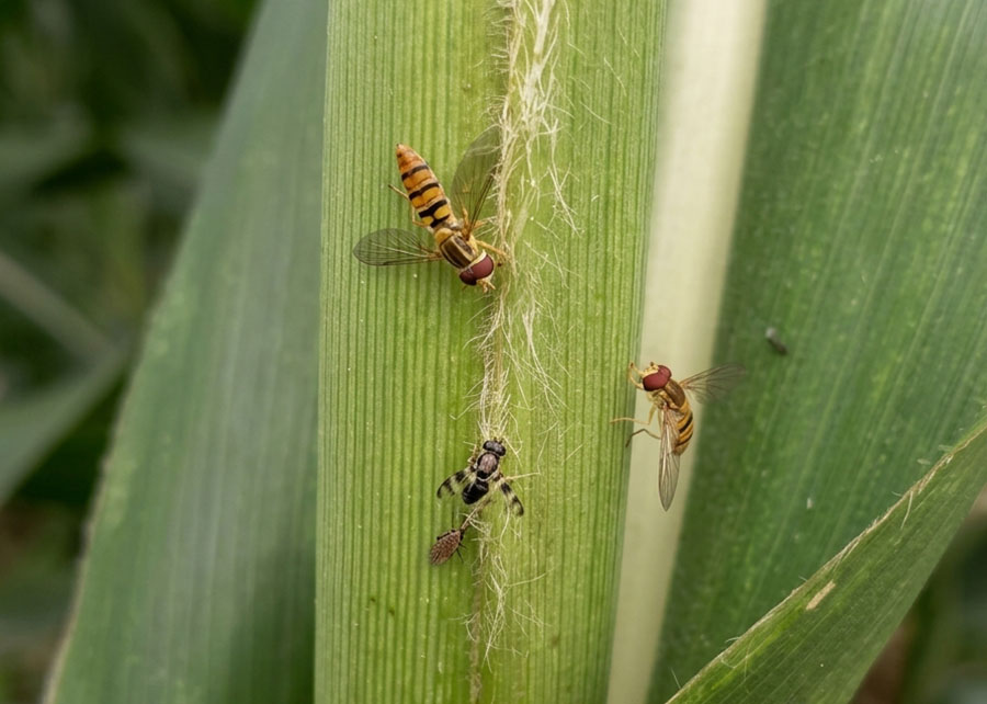 A mosca-sirfídeo é usada com bons resultados para o controle da infestação do pulgão-do-sorgo
